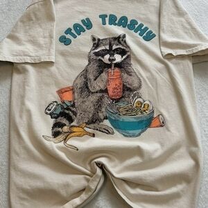 Stay Trashy Raccoon Graphic Tee - Cream
